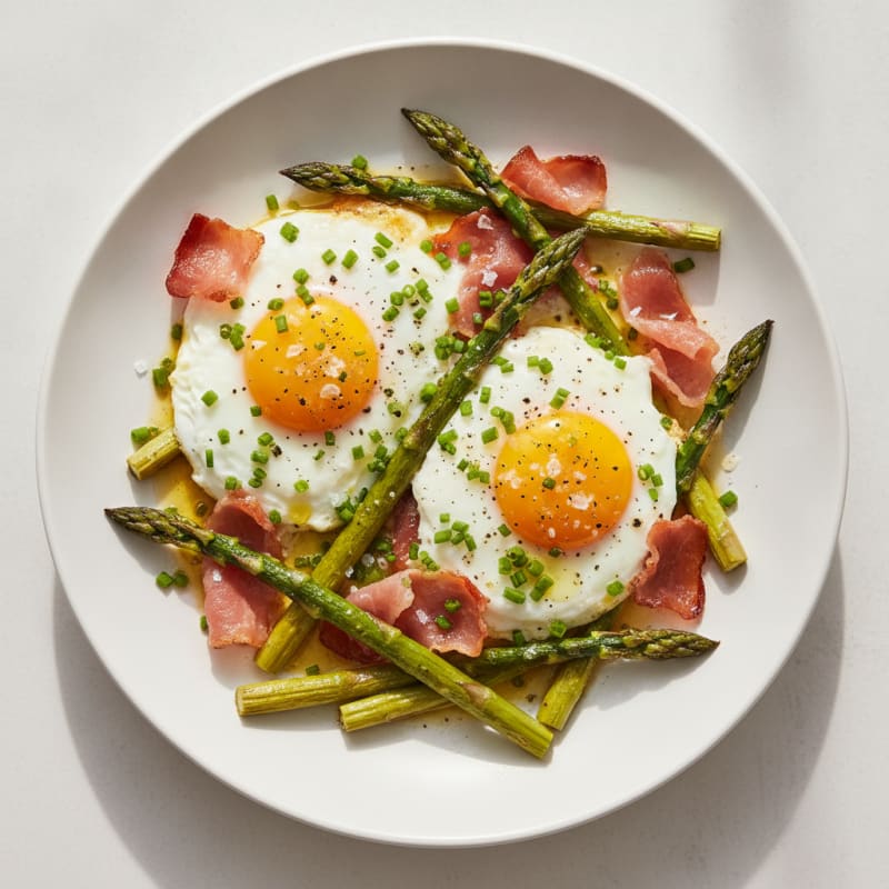 Baked Eggs with Roasted Asparagus