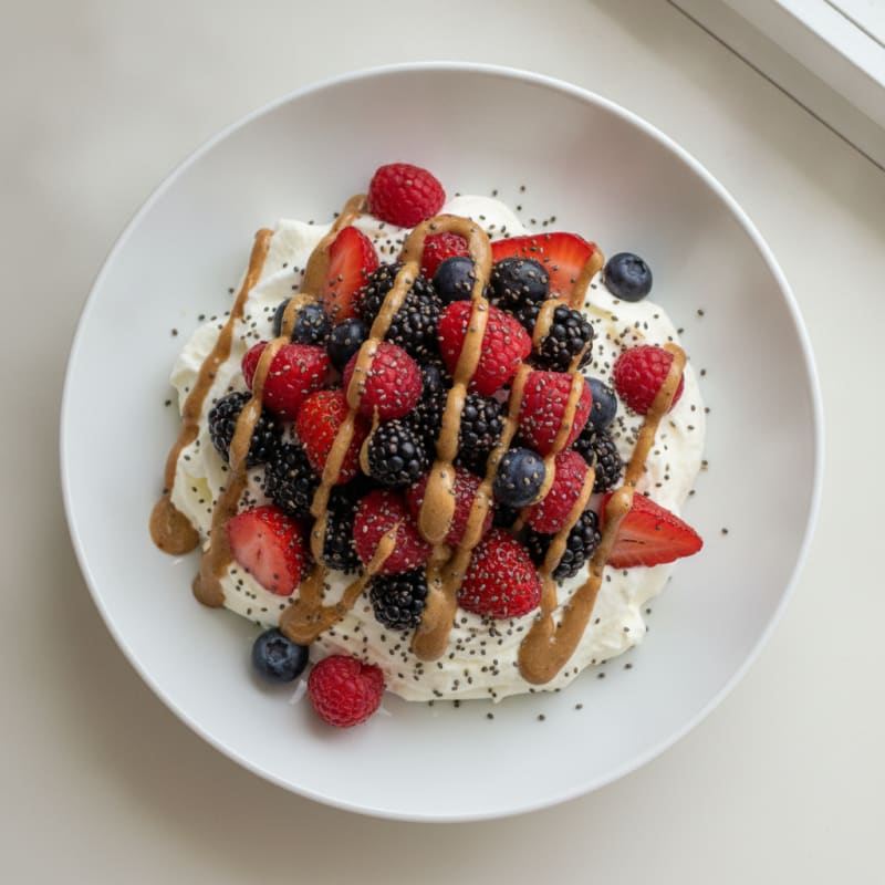 Greek Yogurt Protein Pudding with Mixed Berries