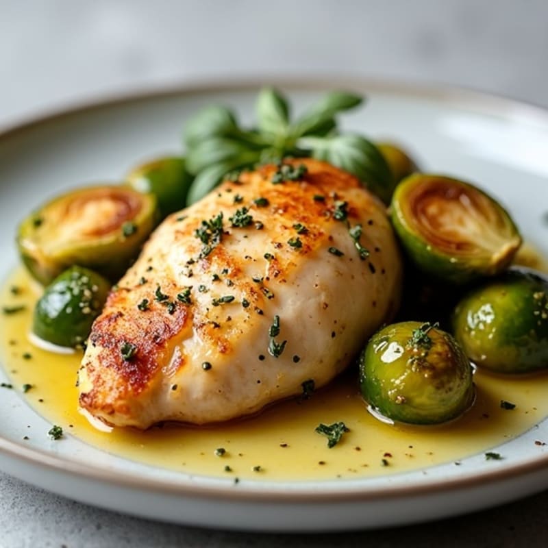 Herb-Roasted Chicken Breast with Crispy Brussels Sprouts