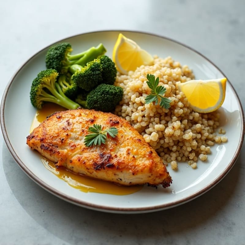 Crispy Lemon Garlic Chicken with Roasted Broccoli
