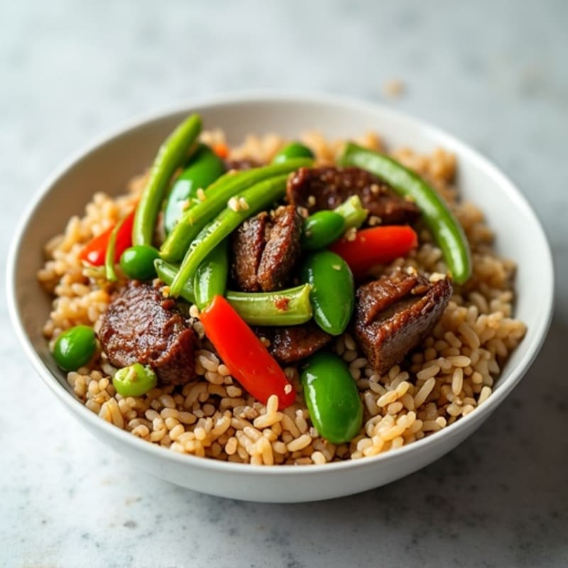 Lean Beef Stir Fry with Snap Peas and Brown Rice