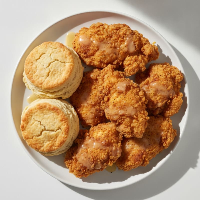 Buttermilk Fried Chicken with Flaky Biscuits