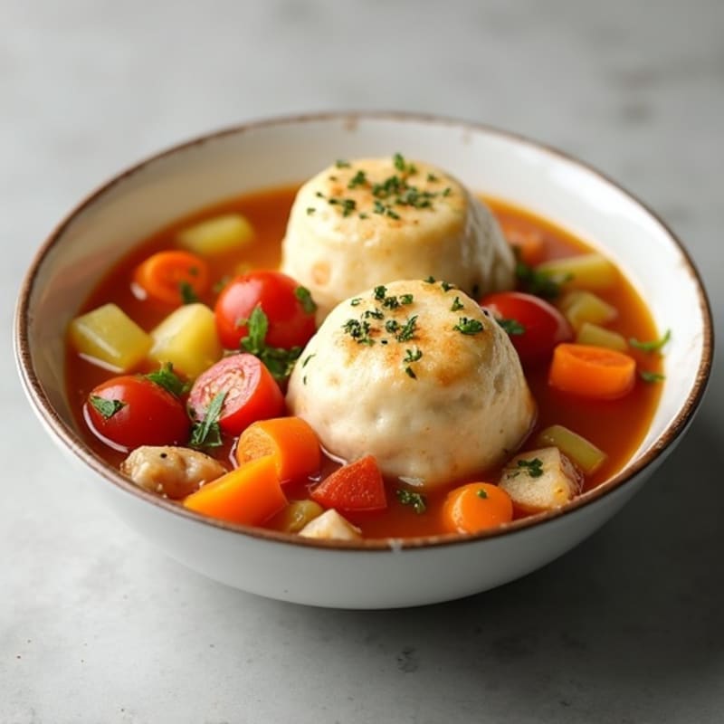 Hearty Chicken and Vegetable Stew with Fluffy Herb Dumplings