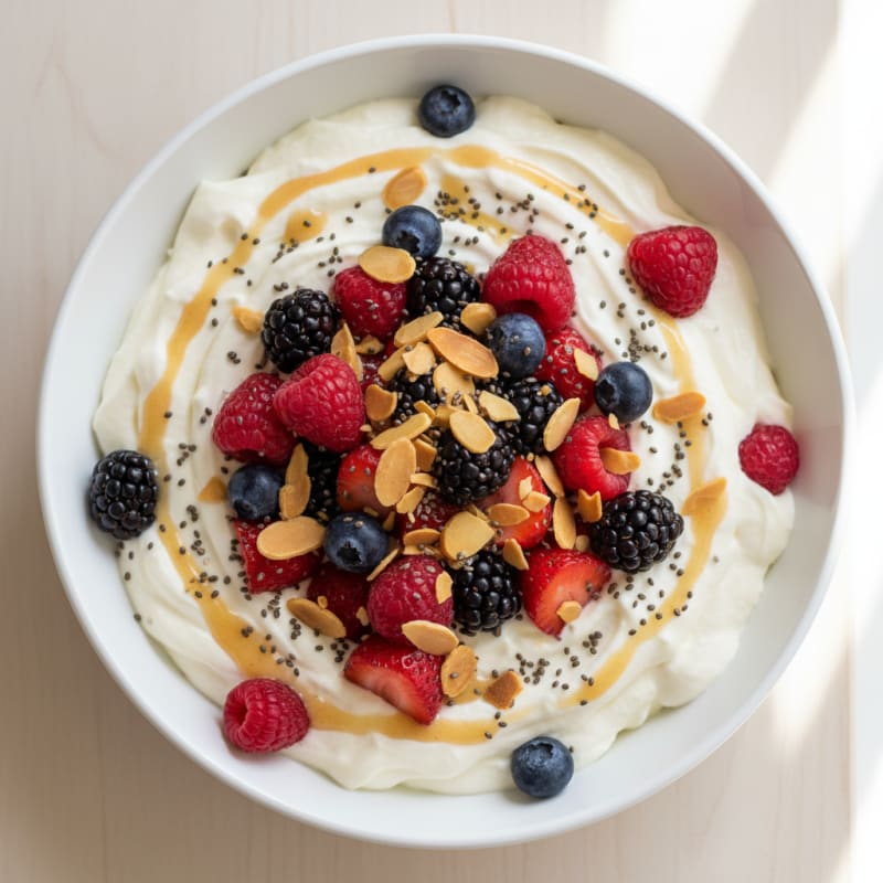 Silky Greek Yogurt Protein Pudding with Mixed Berries