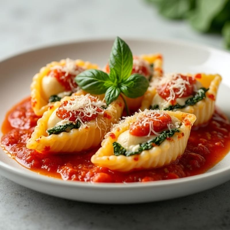 Baked Creamy Spinach Ricotta Stuffed Shells