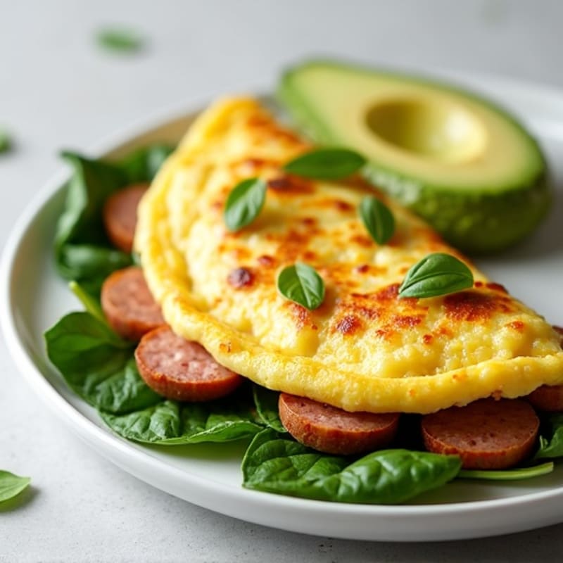 Egg White Omelet with Turkey Sausage and Spinach