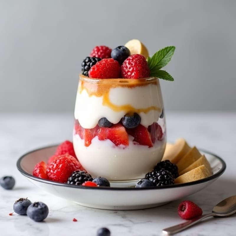 Creamy Greek Yogurt Parfait with Mixed Berries and Almond Butter