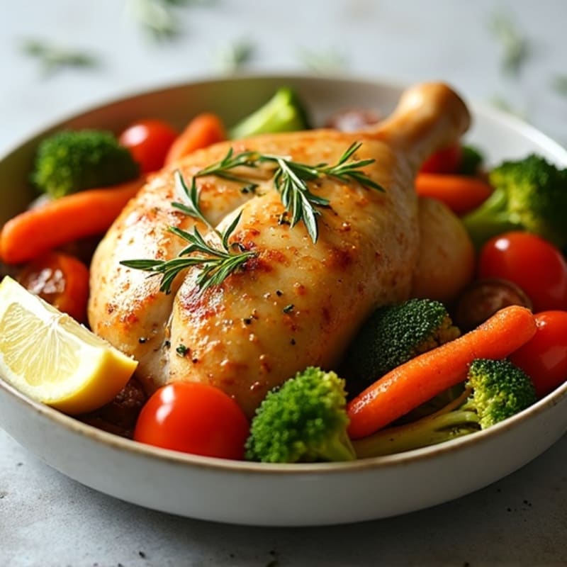 Lemon Herb Roasted Chicken with Crispy Roasted Vegetables