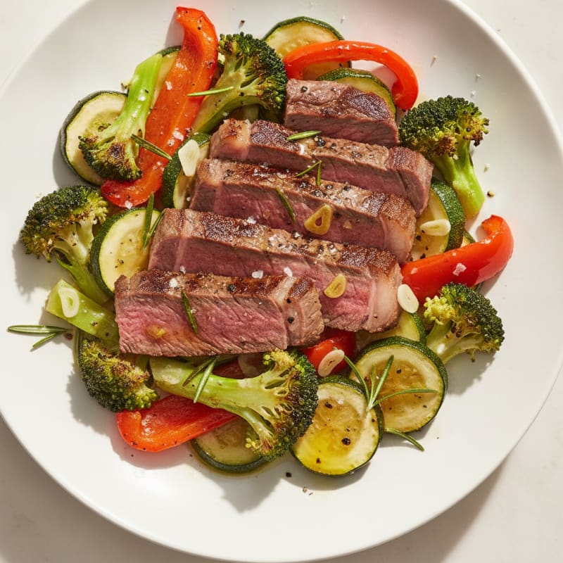 Pan-Seared Steak and Roasted Vegetable Bowl