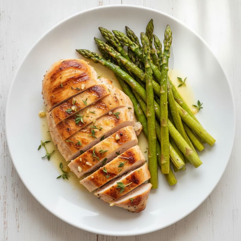Grilled Lemon Herb Chicken Breast with Roasted Asparagus
