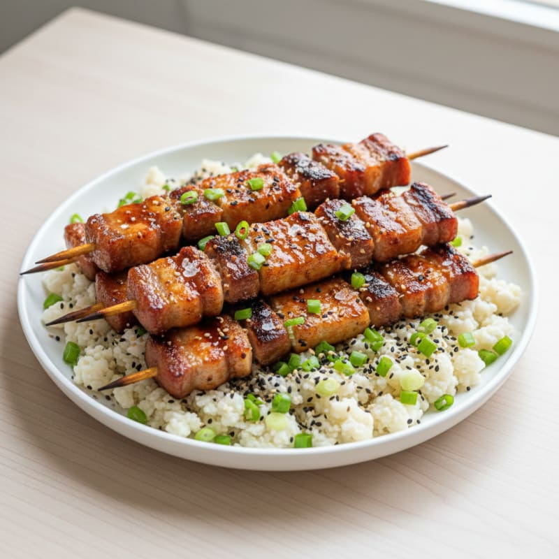 Spicy Gochujang Pork Belly Skewers