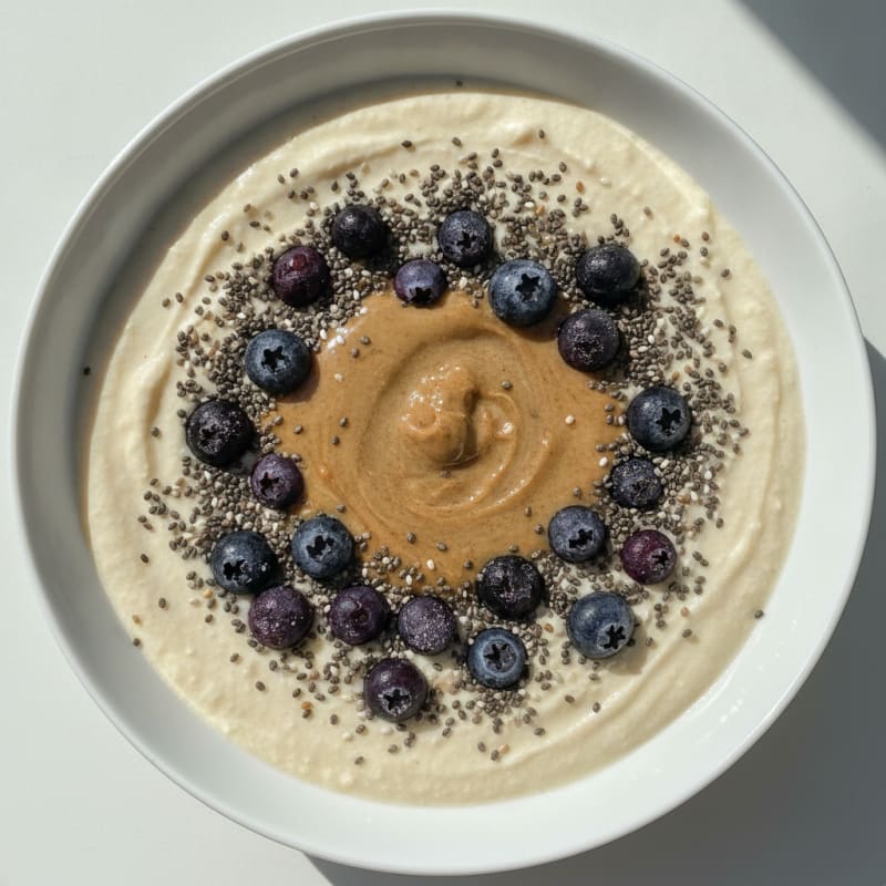 Silky Tofu Protein Smoothie Bowl with Almond Butter and Chia