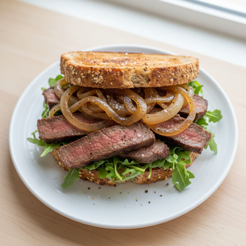 Tender Steak and Caramelized Onion Sandwich