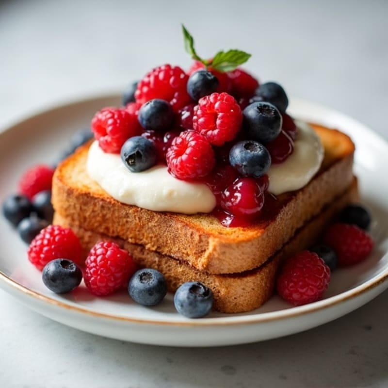 Peanut Butter Pan-Seared Toast with Fresh Berry Compote