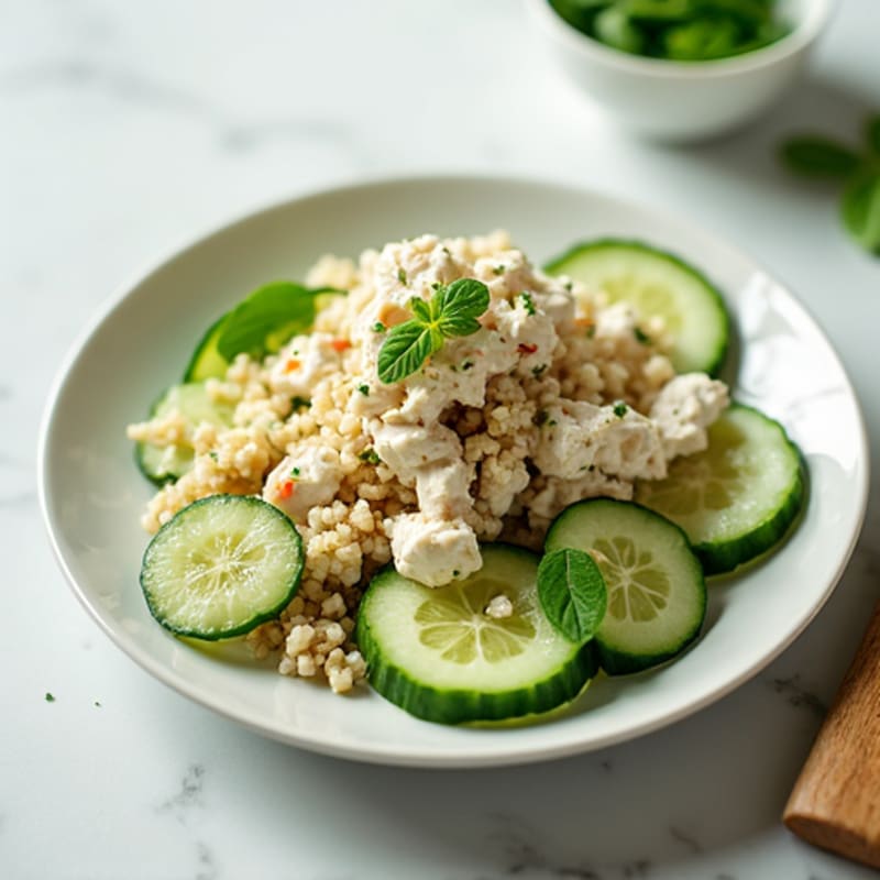 Tuna Salad with Cottage Cheese and Sliced Cucumbers