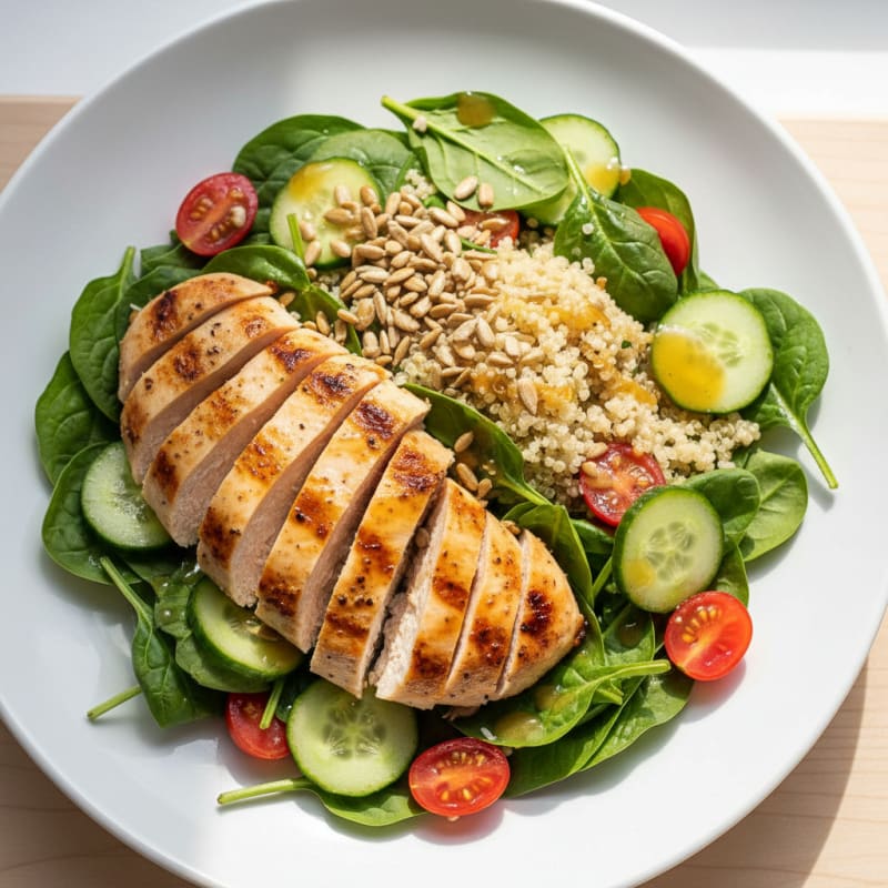 Grilled Chicken and Quinoa Spinach Salad