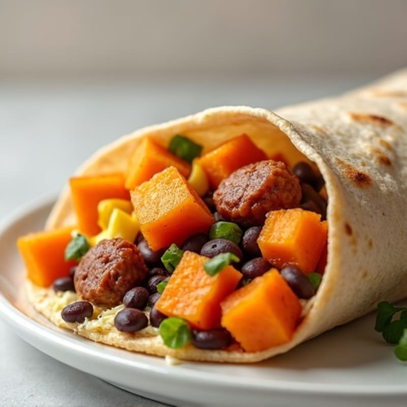 Crispy Sweet Potato and Scrambled Egg Breakfast Burrito