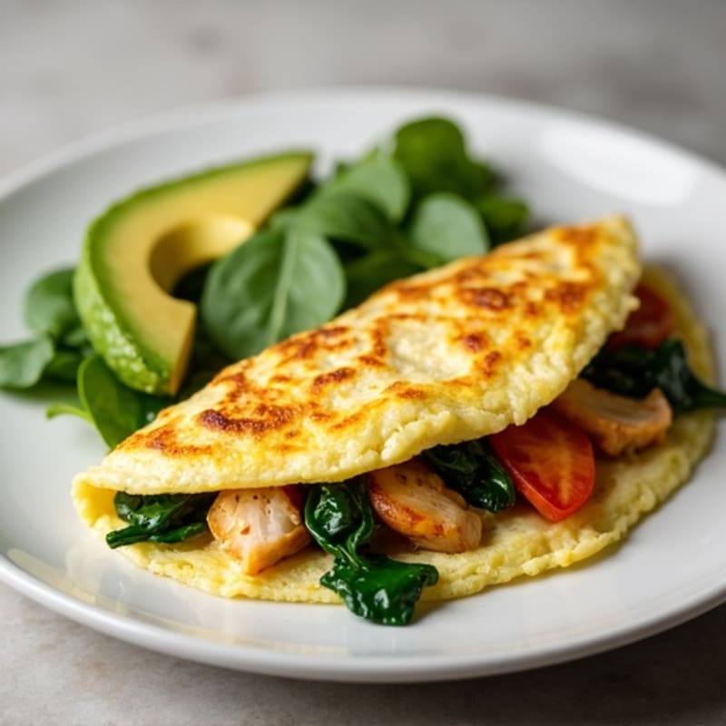 Egg White Omelet with Grilled Chicken and Spinach