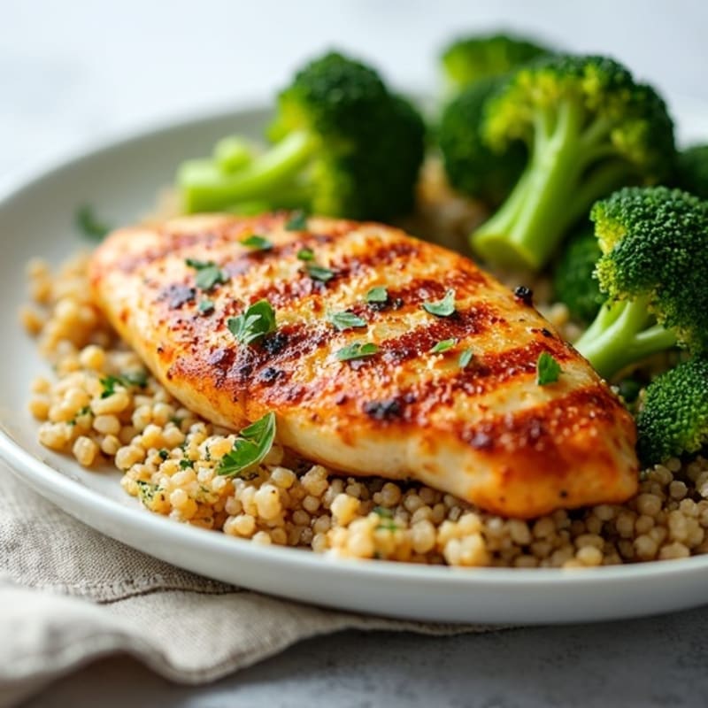 Grilled Chicken Breast with Quinoa and Steamed Broccoli