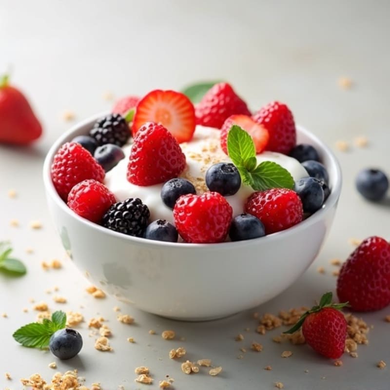 Silky Greek Yogurt Bowl with Mixed Berries and Protein Crunch