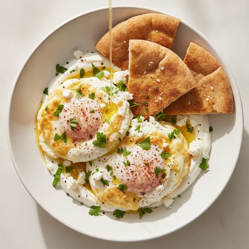 Sumac Eggs with Toasted Pita