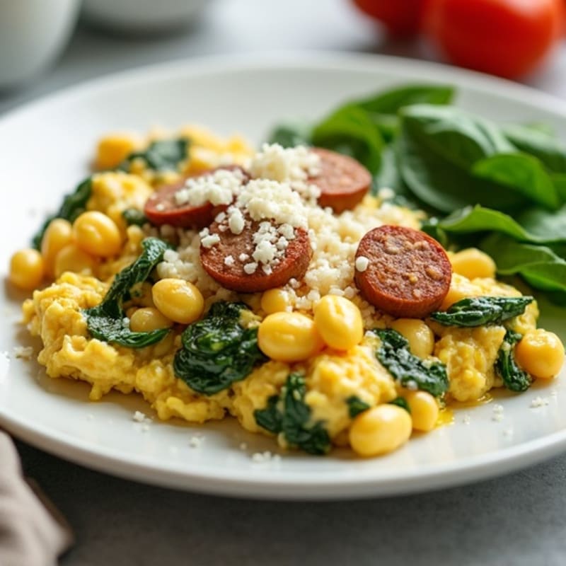 Egg White Scramble with Turkey Sausage and Spinach
