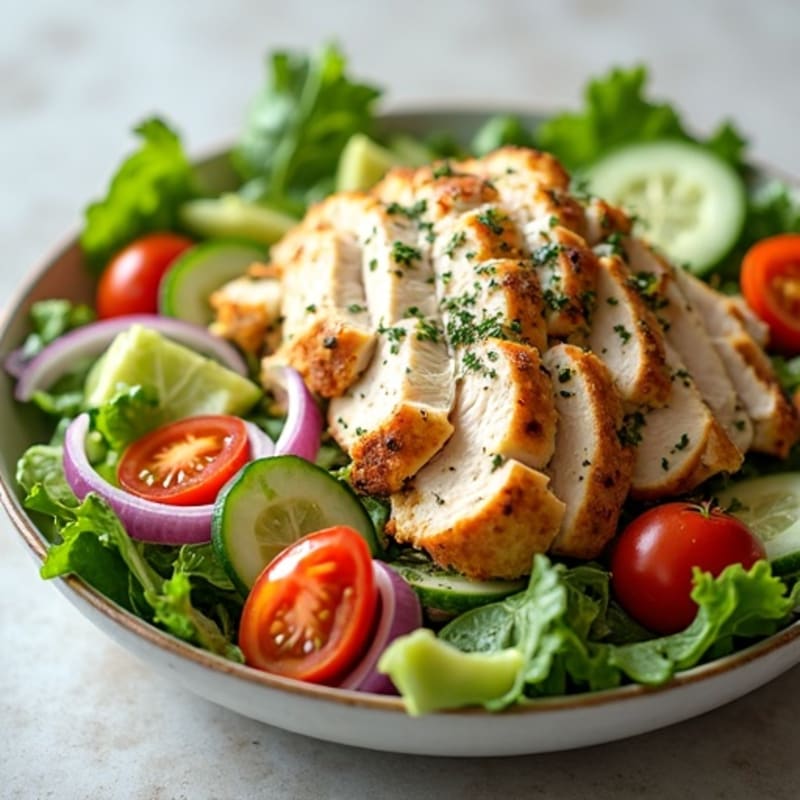 Shredded Rotisserie Chicken and Crispy Green Salad with Creamy Lemon-Herb Dressing