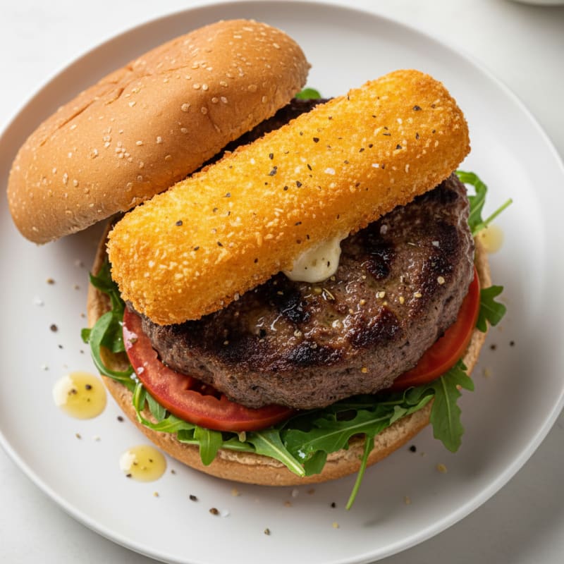 Crispy Mozzarella Stick Beef Burger