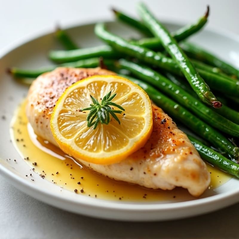 Lemon Garlic Pan-Seared Chicken with Sautéed Green Beans