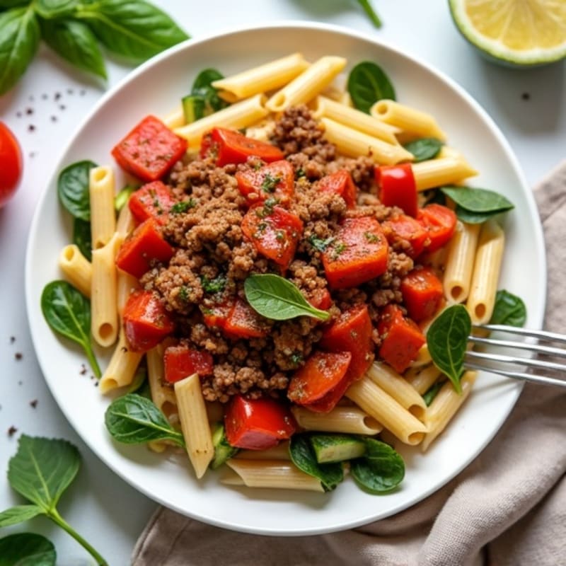 Lean Ground Beef and Vegetable Pasta with Robust Tomato Sauce