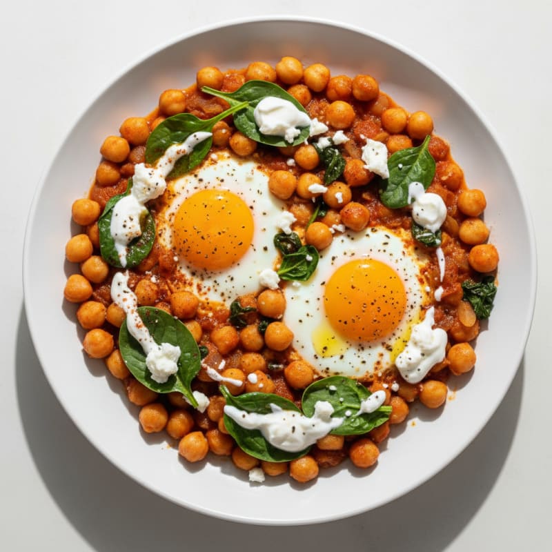 Baked Eggs with Spiced Chickpeas