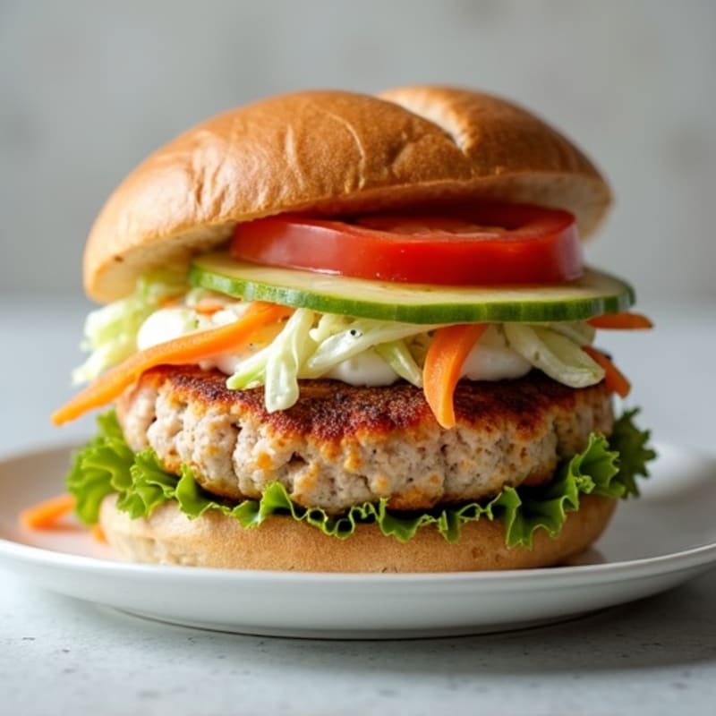 Juicy Turkey Burger with Fresh Slaw
