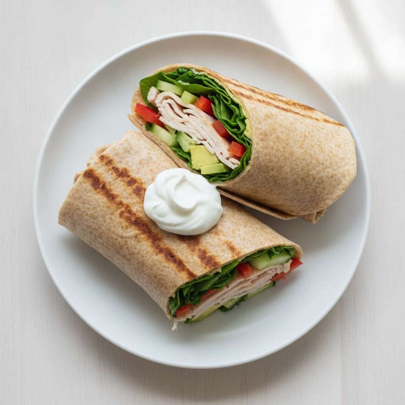 Grilled Turkey and Veggie Wrap with Greek Yogurt Spread