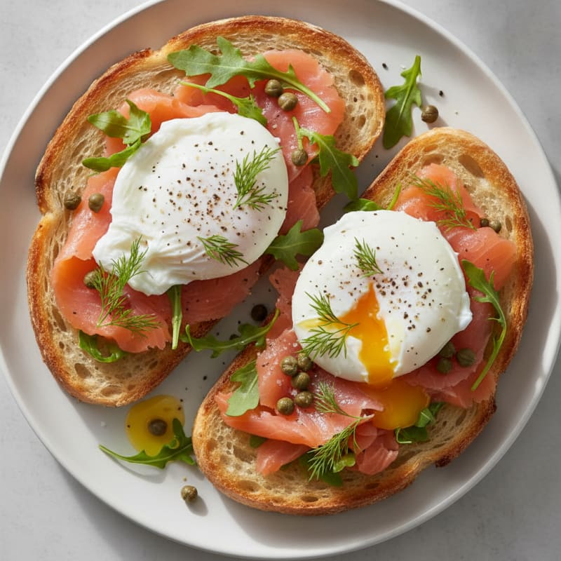 Smoked Salmon and Poached Egg Sourdough Toast