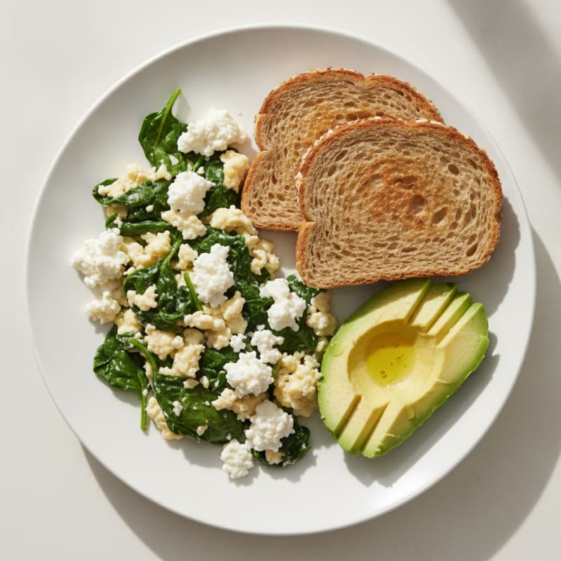 Egg White Scramble with Spinach and Cottage Cheese