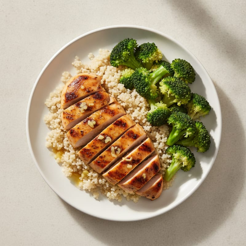 Grilled Lemon-Garlic Chicken with Quinoa and Broccoli