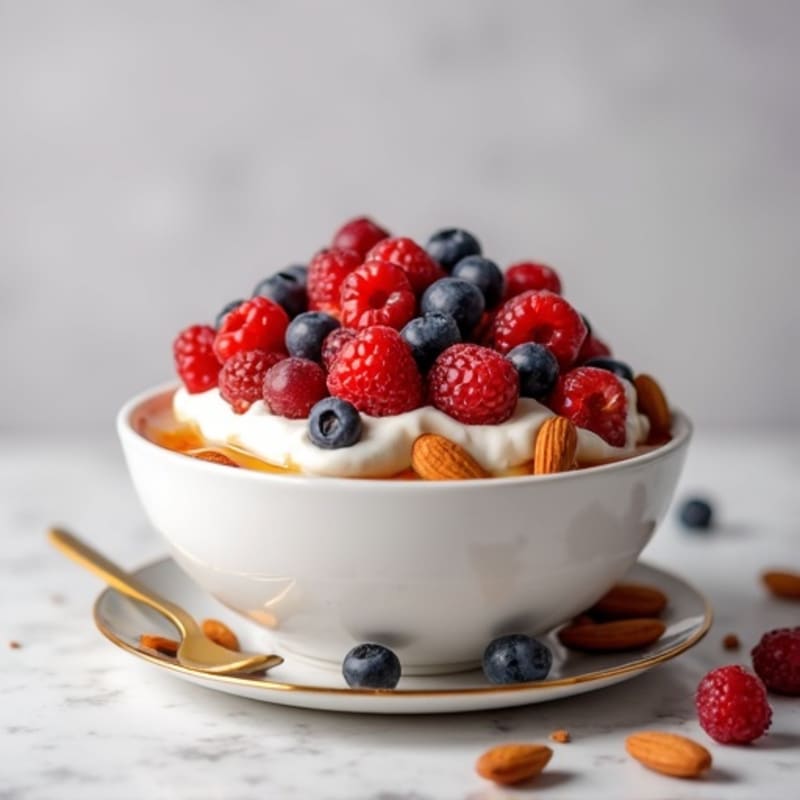 Creamy Greek Yogurt Parfait with Mixed Berries and Almonds