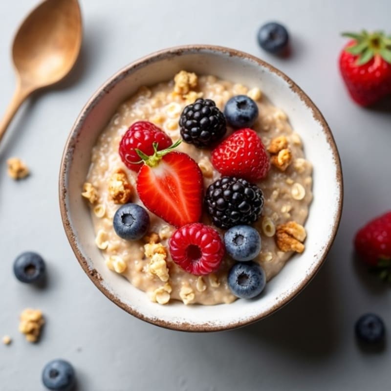 Creamy Oatmeal with Fresh Berries and Toasted Nuts