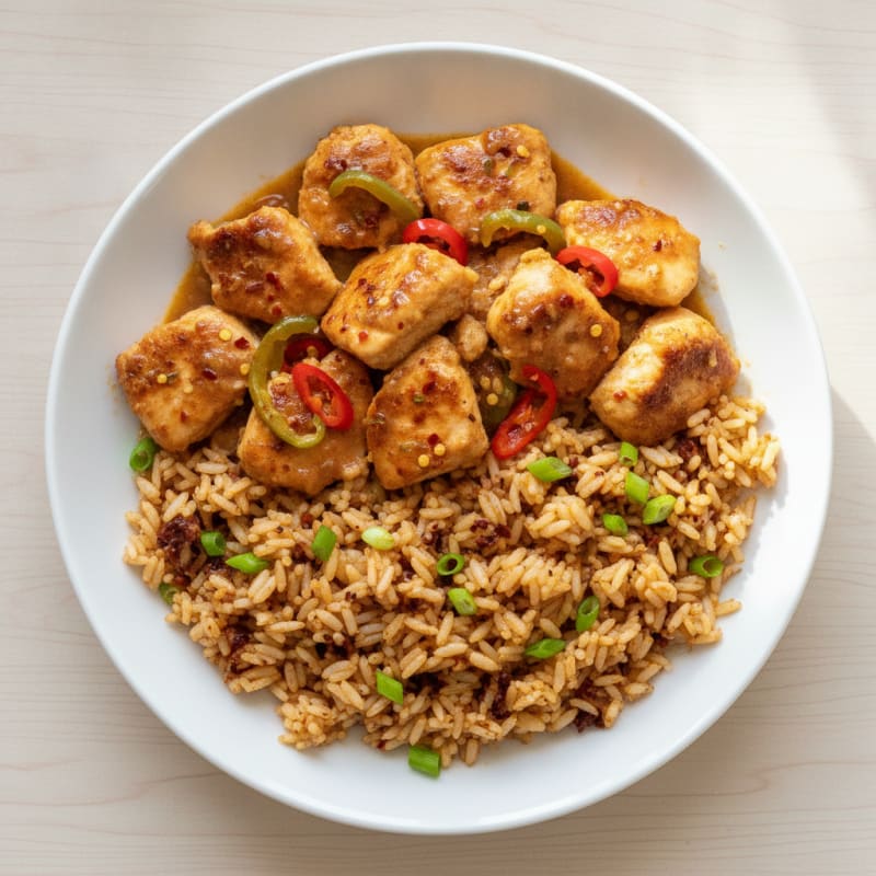 Ginger-Garlic Chicken with Chili-Soy Rice