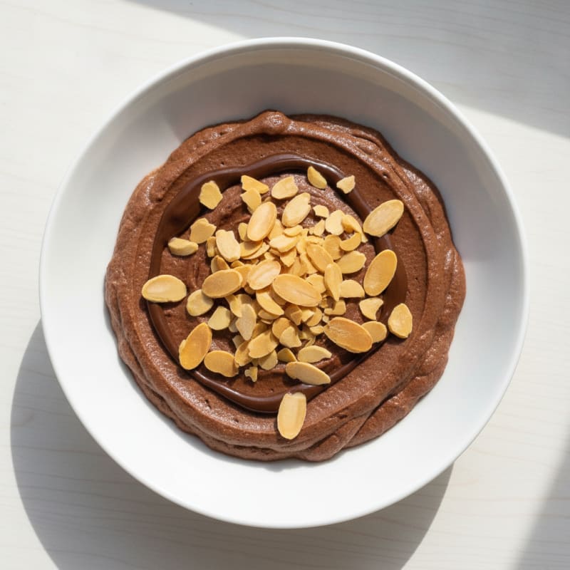 Silky Protein Chocolate Pudding with Crunchy Almonds