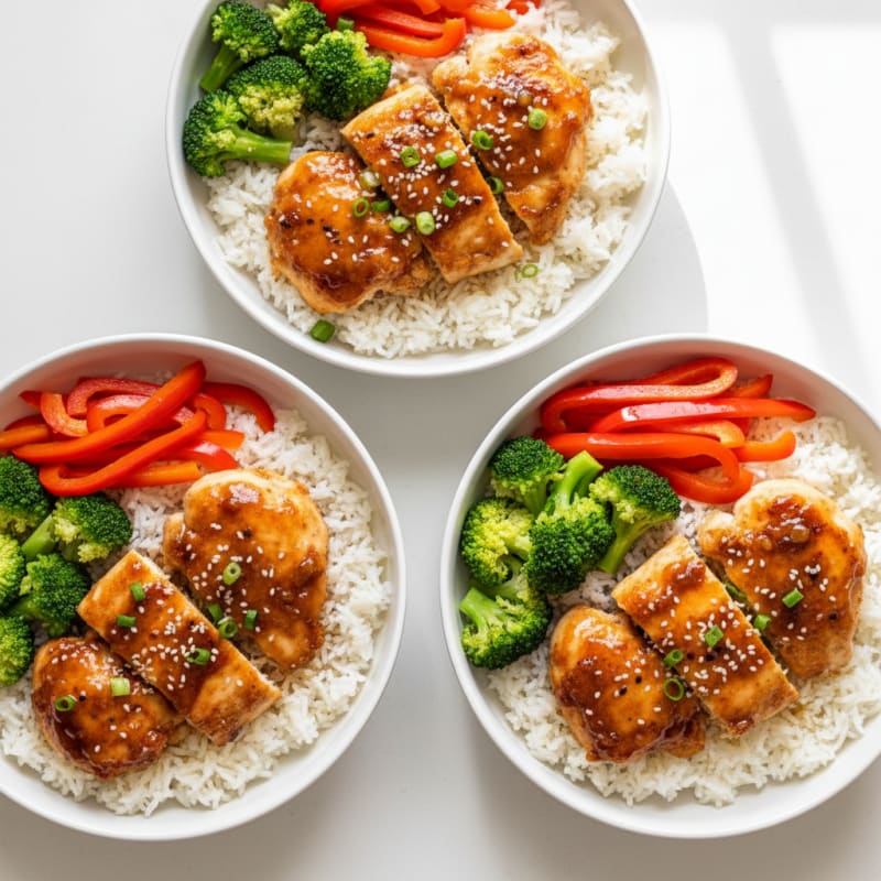 Crispy Honey-Garlic Chicken Bowls