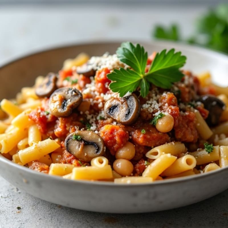 Savory Mushroom Ragu with Fresh Parsley and Whole Wheat Pasta