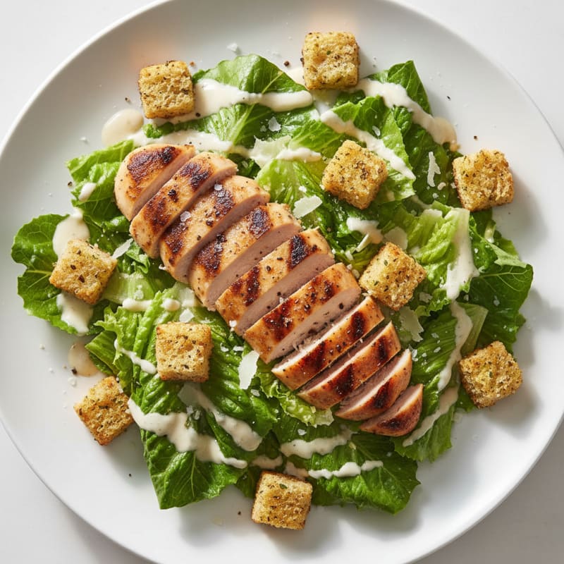 Grilled Chicken Caesar Salad with Garlic Croutons