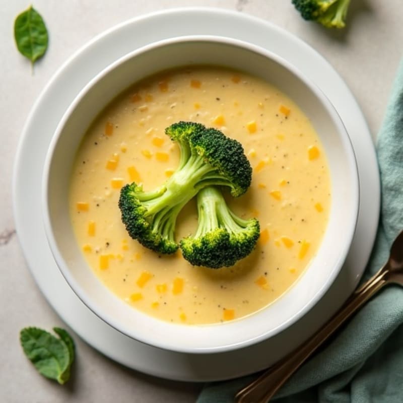 Creamy Lightened-Up Broccoli Cheddar Soup