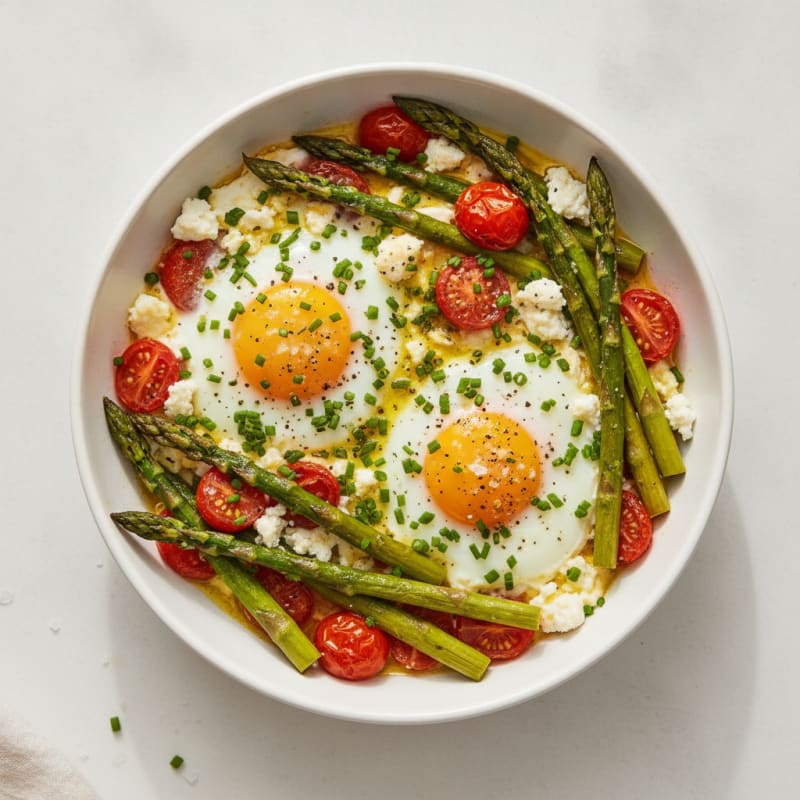 Baked Eggs with Roasted Asparagus