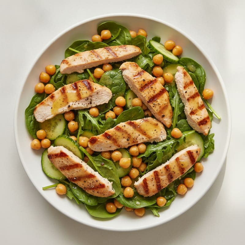 Grilled Turkey Breast Salad with Chickpeas and Lemon Vinaigrette