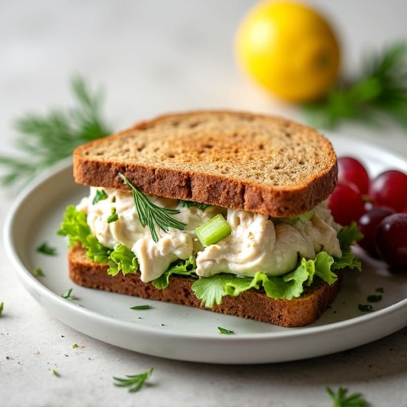 Healthy Creamy Chicken Salad Sandwich with Fresh Herbs