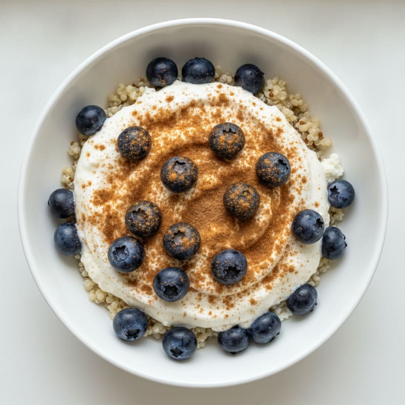 Greek Yogurt with Cottage Cheese, Quinoa, and Fresh Berries