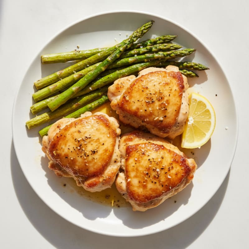 Pan-Seared Chicken Thighs with Roasted Asparagus