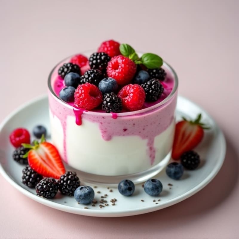 Greek Yogurt Protein Mousse with Mixed Berries